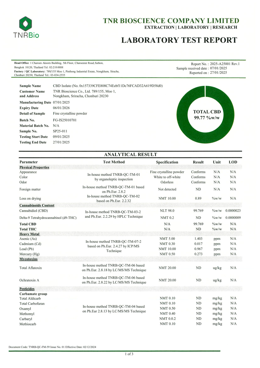 BiBi CBD 40% Oil 純度99%以上 CBDアイソレート使用｜THCフリー タイ・パヤオ 政府認可農家産｜第三者機関検査済み